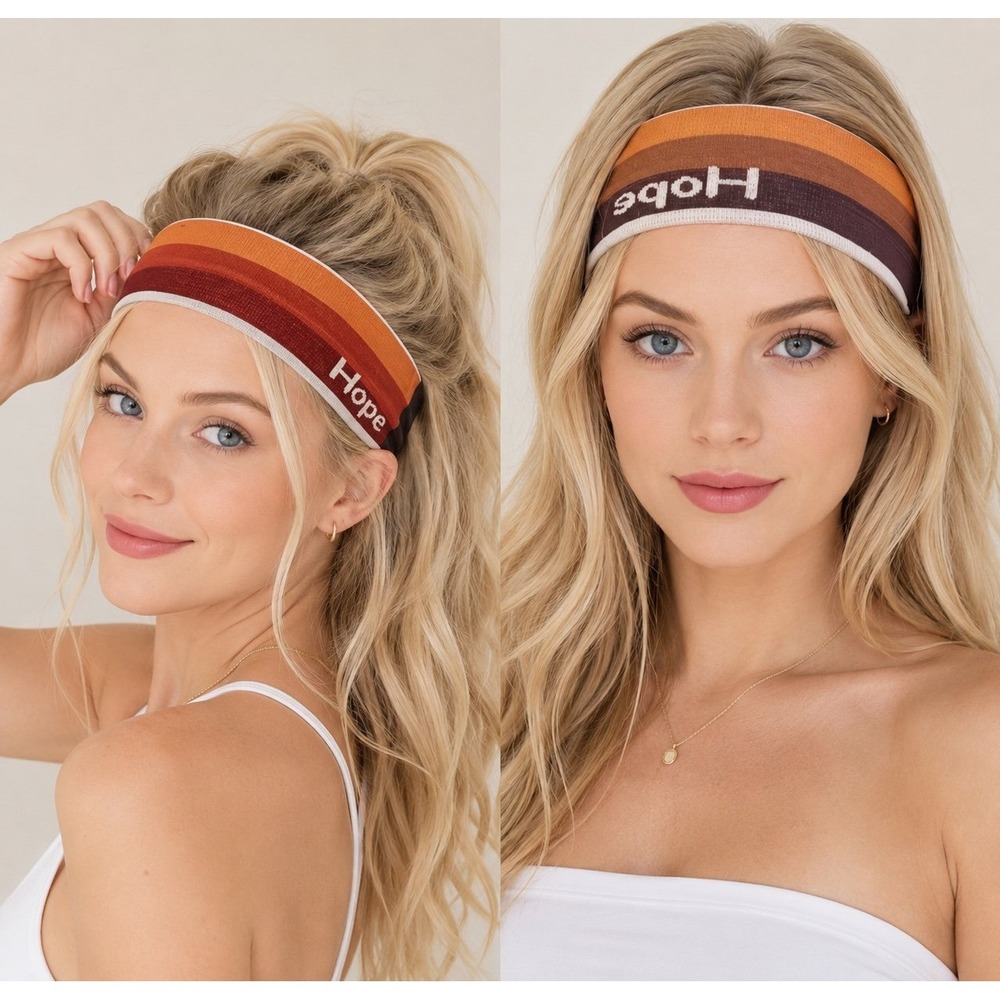 4‎ Pack Hope Striped Knit Headbands Wide Stretch Yoga Running Workout